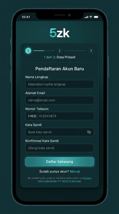 Tampilan halaman daftar 5zk