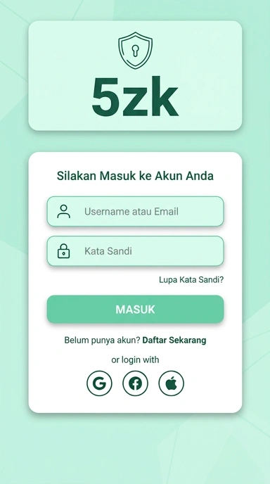 Tampilan halaman login 5zk