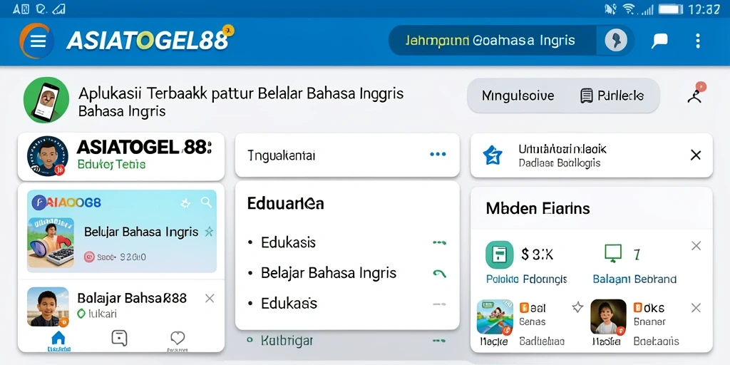 Tampilan antarmuka aplikasi ASIATOGEL88 untuk belajar bahasa Inggris.