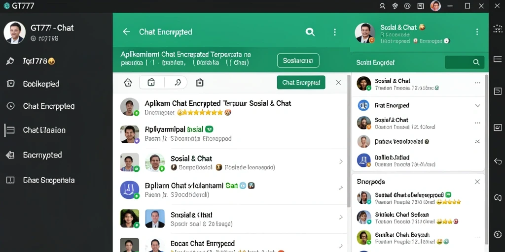 Antarmuka GT777 menampilkan fitur Chat Encrypted yang pengguna-friendly.