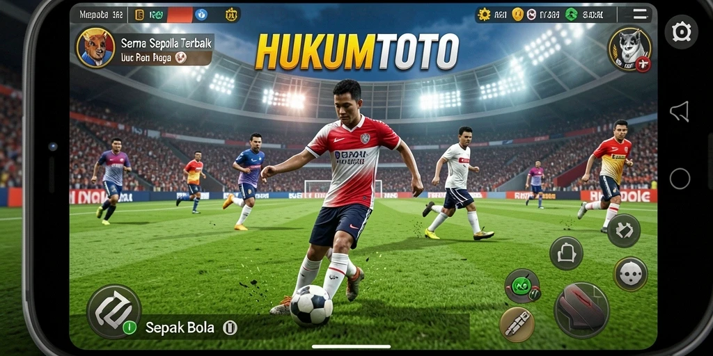 Tampilan antarmuka HUKUMTOTO saat pertandingan sepak bola berlangsung.