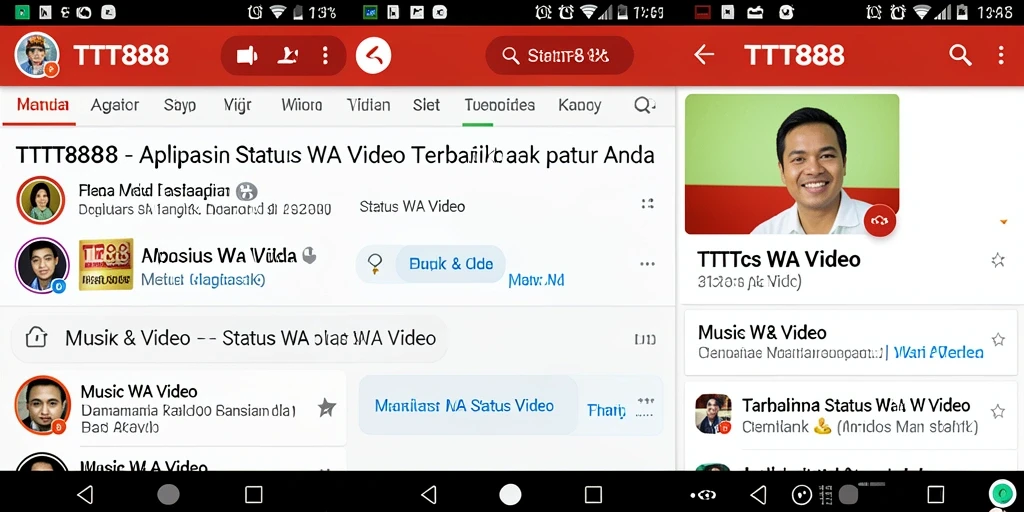 Antarmuka aplikasi TTT888 menampilkan pilihan video Status WA yang menarik.